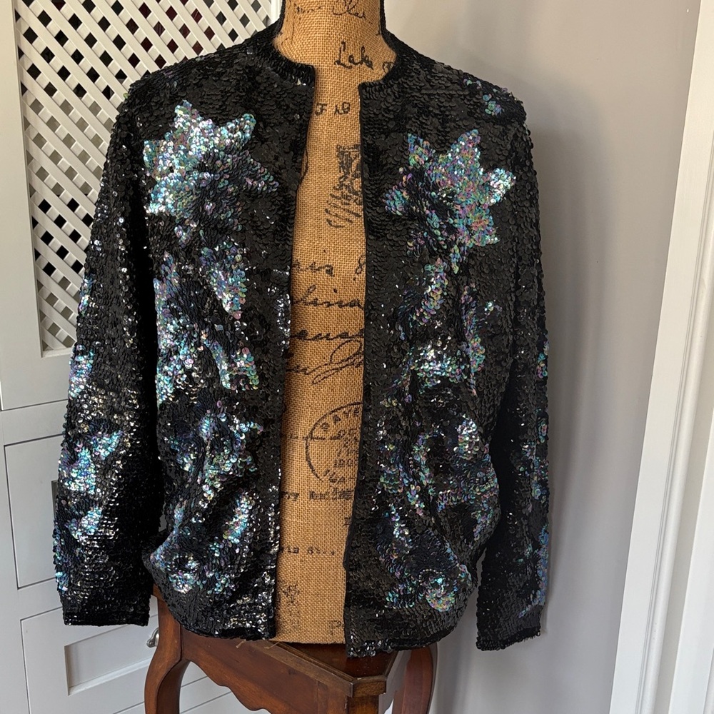 Sequin Embellished Black Jacket